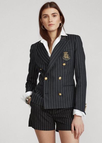 Women's Polo Ralph Lauren Pinstripe Linen-Blend Blazers | 475923RIP